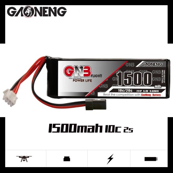 GNB GAOENG LiFe Battery 2S 1500MAH 6.4V 10C 20C JR FUTABA Connector RX TX Receiver Transmitter
